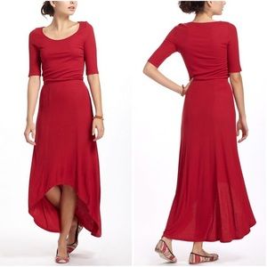 Anthropologie Bordeaux High-Low Maxi Dress